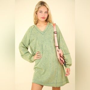 VERY J Mineral Washed Oversized A-Line Mini Dress